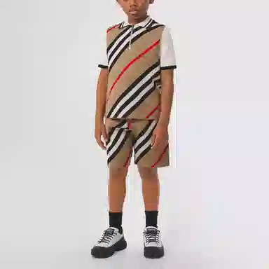 Burberry Striped Merino Wool Half-Zip Polo Shirt