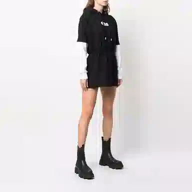 GCDS FW21 Logo Hoodie Dress Black
