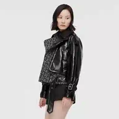 波司登 拼接机车夹克短款鹅绒羽绒服 冬季 女款 亮漆黑