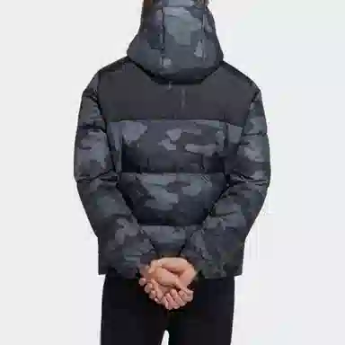 adidas Neo Zip-Up Camouflage Hoodie Down Jacket Black