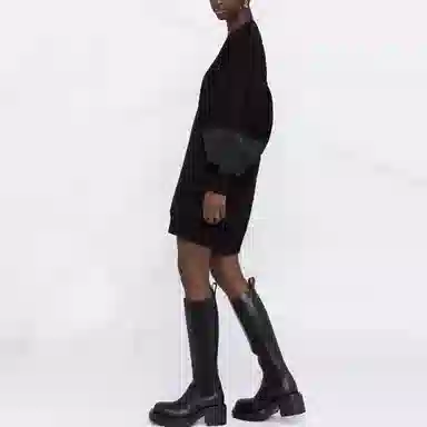 Alexander McQueen V-Neck Sweater Dress Black