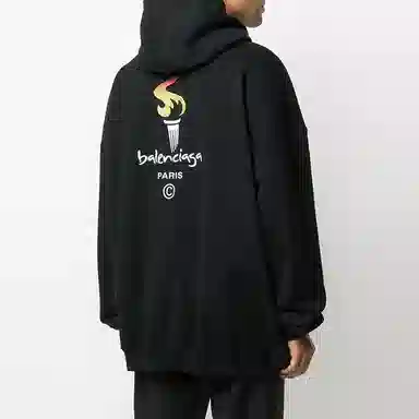 Balenciaga Torch Logo Oversize Hoodie Black