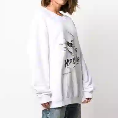 Maison Margiela Logo Crewneck Sweatshirt White