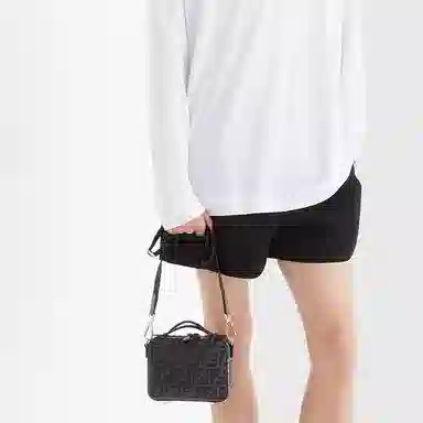 Fendi Logo Canvas Mini Shoulder Bag Gray