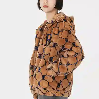 MLB Boston Red Sox Sherpa Hoodie Jacket Beige