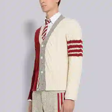 Thom Browne FW22 Striped V-Neck Sweater