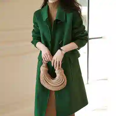 【dme】 纯色牛角扣简约长袖大衣 女款