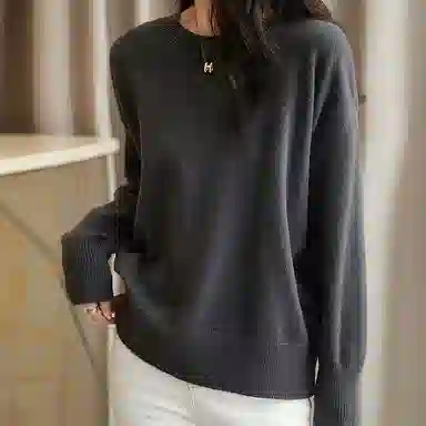 【dme】 纯色简约长袖毛衣 女款 烟灰色