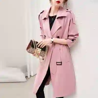 【dme】 西装领系带纽扣长袖风衣 女款