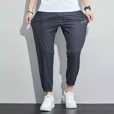 贵人鸟 纯色中腰束脚针织运动裤 男款