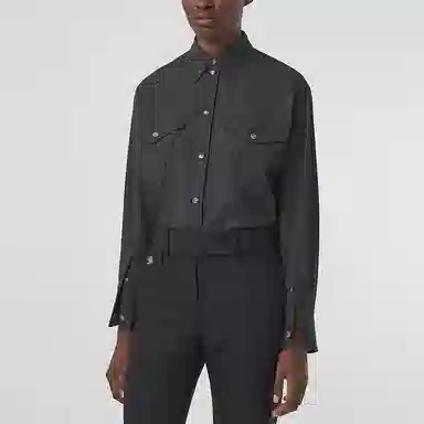 Burberry Logo Embroidered Wool Shirt