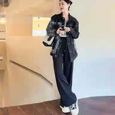 美洋 纯色高腰阔腿长裤 女款