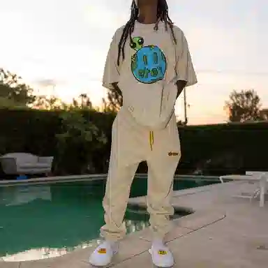 Drew House FW21 logo Secret Sweatpant Beige Logo