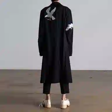 Yohji Yamamoto Raven Embroidered Coat
