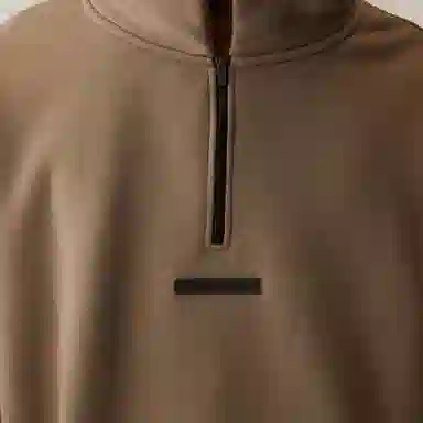 Fear of God Essentials SS21 Mockneck Half Zip Taupe Logo