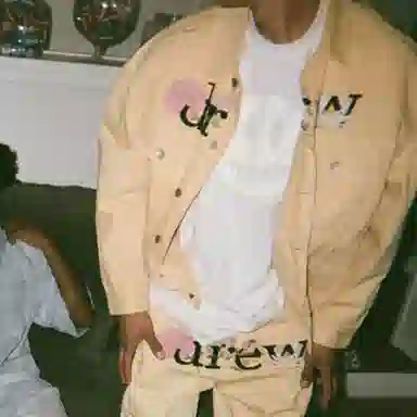 Drew House logo SS21 Floral Trucker Jacket - Drew washed tangerine