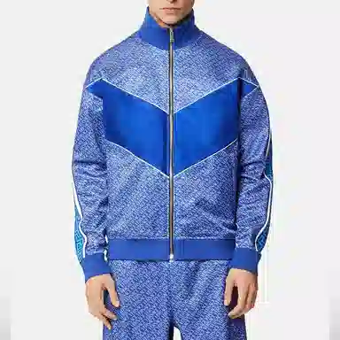 Versace Logo Print Jacket Blue