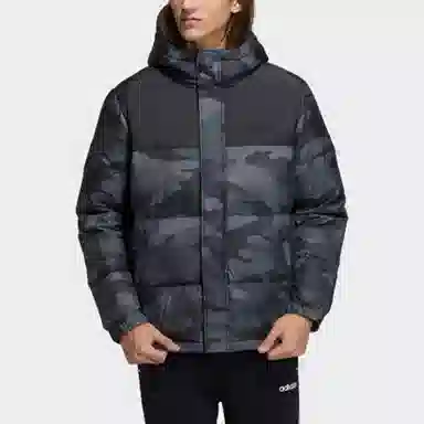 adidas Neo Zip-Up Camouflage Hoodie Down Jacket Black