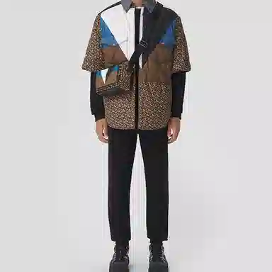 Burberry Geometric Print Nylon Crossbody Bag Brown