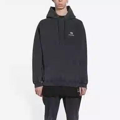 Balenciaga Logo Hoodie Black
