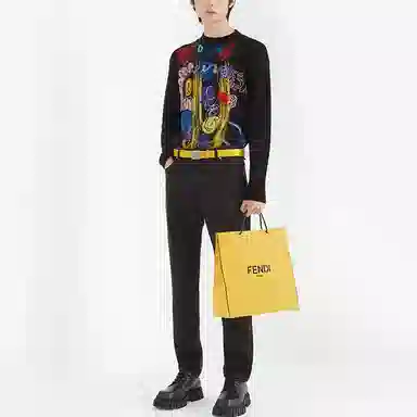 Fendi Logo Straight Jeans Black