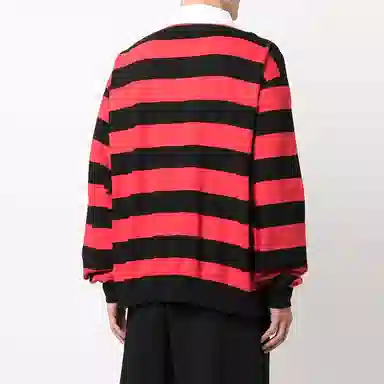 Alexander Wang FW21 Embroidered Logo Rugby Sweatshirt Red