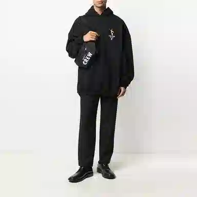 Balenciaga Torch Logo Oversize Hoodie Black