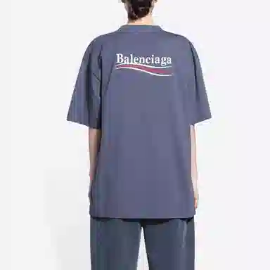 Balenciaga Logo Print T-Shirt Blue