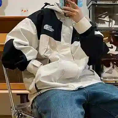 The North Face Logo Zip Hoodie Jacket Beige