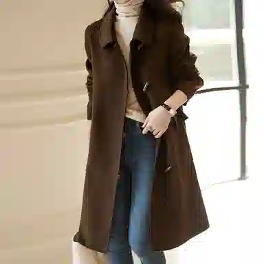 【dme】 纯色牛角扣简约长袖大衣 女款