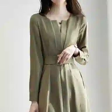 【dme】 纯色简约休闲长袖连衣裙 女款