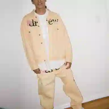 Drew House logo SS21 Floral Trucker Jacket - Drew washed tangerine