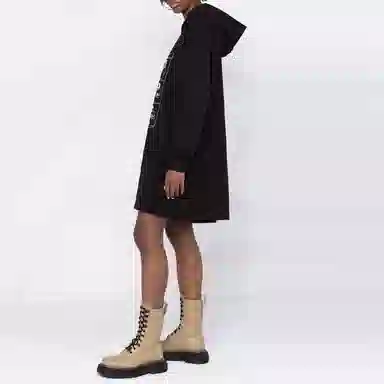 MM6 Maison Margiela FW22 Loose Fit Printed Sweatshirt Dress Black