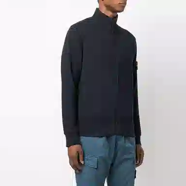 Stone Island Logo Zip Jacket Navy