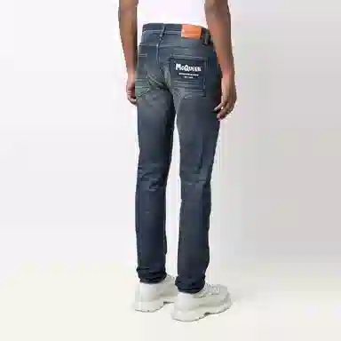 Alexander McQueen Graffiti High Waist Jeans Blue