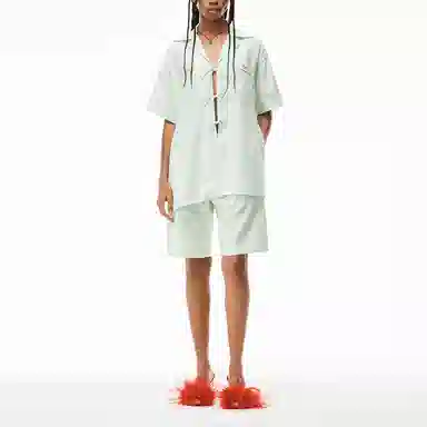 Alexander Wang Jacquard Collar Short Sleeve Shirt