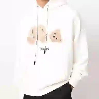 Palm Angels Bear Print Hoodie White