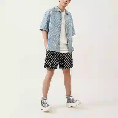 MLB Classic Logo Denim Shirt Light Blue