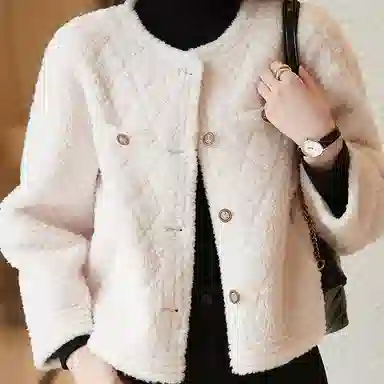 【dme】 纯色简约菱形格绒感外套 女款