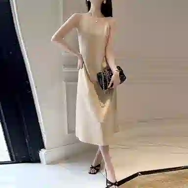 【dme】 纯色休闲收腰吊带连衣裙