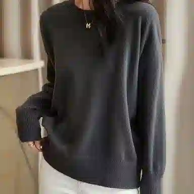 【dme】 纯色简约长袖毛衣 女款 烟灰色