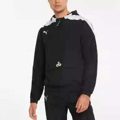 Puma Logo Print Hoodie Jacket Black