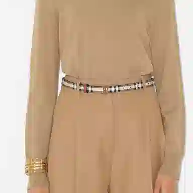 Burberry Check Letter Buckle Belt Brown 2cm