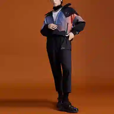 中国李宁 运动时尚系列 拼色可收纳连帽夹克外套 秋季 男款 黑色