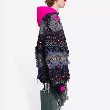 Balenciaga FW21 Distressed Crewneck Sweater Blue