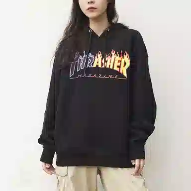Thrasher Yin Yang Flame Hoodie Black
