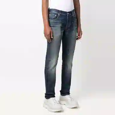 Alexander McQueen Graffiti High Waist Jeans Blue