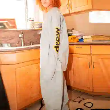 Drew House logo ls Hug Tee Heather Grey T