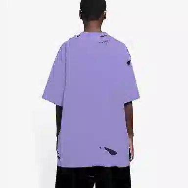 Balenciaga SS22 Caps Destroyed T-Shirt Purple