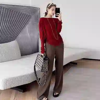 美洋 仿醋酸斜纹休闲裤 女款